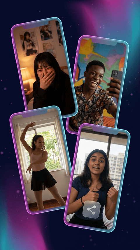 Viewers from around the world reacting in real time with hearts, chat and emoji